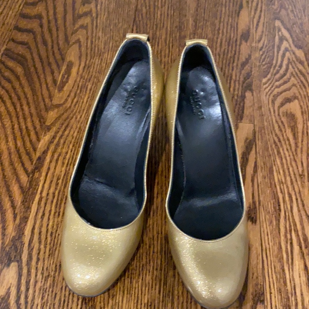 GUCCI Gold Leather Wedges - Sz 36.5